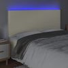 vidaXL sengegavl med LED-lys 180x5x118/128 cm kunstl&aelig;der cremefarvet