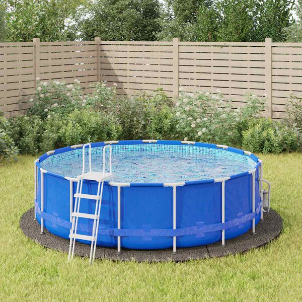vidaXL poolunderlag &Oslash;396 cm polyester-geotekstil lysegr&aring;