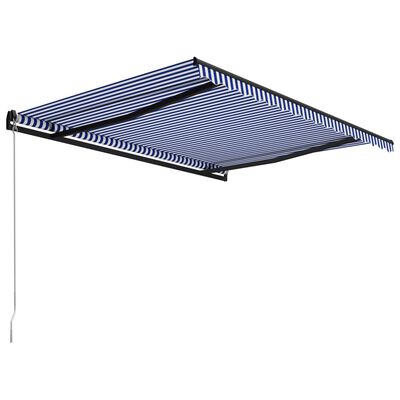 vidaXL foldemarkise manuel betjening 400x300 cm blå og hvid