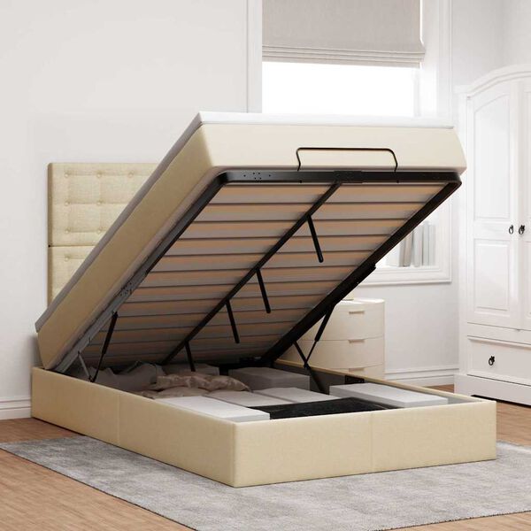 vidaXL osmannisk sengeramme med madras 120x190 cm stof cremefarvet