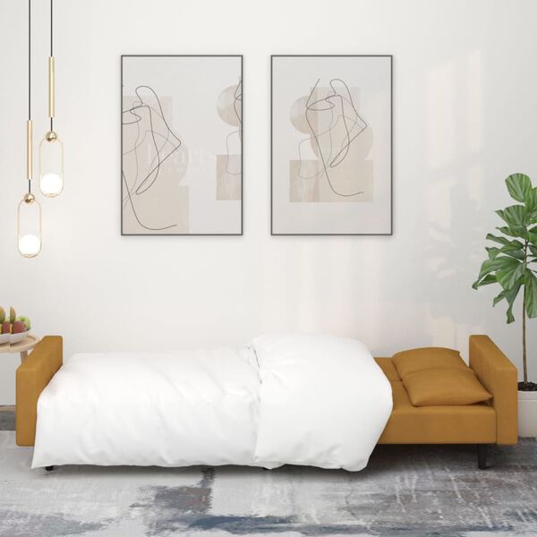 vidaXL 2-personers sovesofa med 2 puder fl&oslash;jl brun