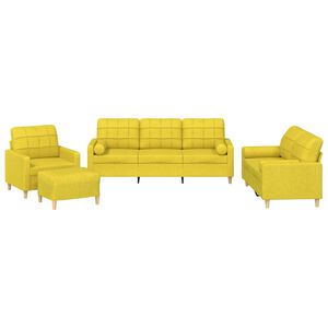vidaXL sofas&aelig;t 4 dele med puder stof lysegul