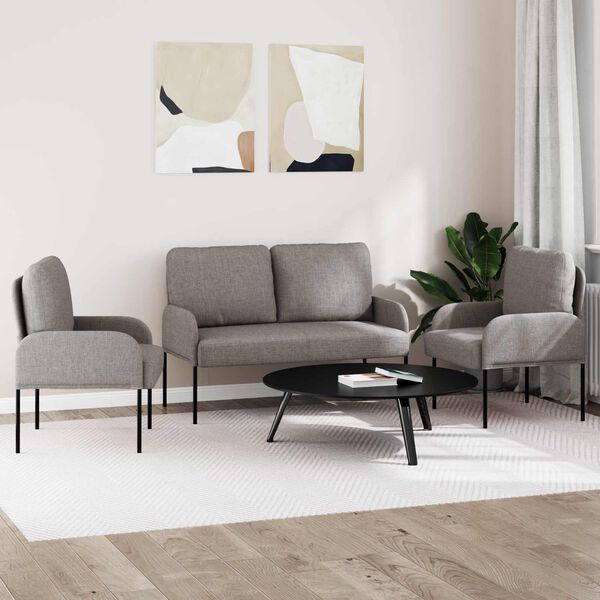 vidaXL Sofas&aelig;t med pude 3 pcs Gr&aring;brun 115 x 56 x 80 cm Krydsfin&eacute;r
