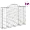 vidaXL buede gabionkurve 15 stk. 200x30x140/160 cm galvaniseret jern