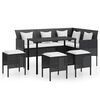 vidaXL sofas&aelig;t med hynder 5 dele L-facon polyrattan sort