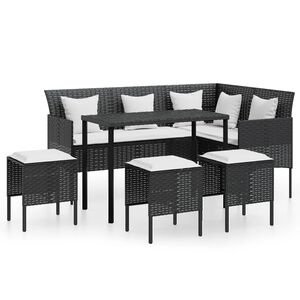 vidaXL sofas&aelig;t med hynder 5 dele L-facon polyrattan sort