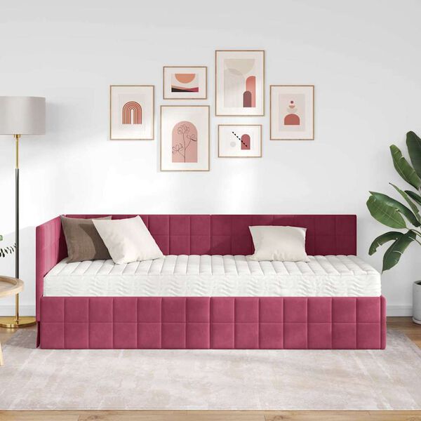 vidaXL Hj&oslash;rnesengramme med Madras med hovedg&aelig;rde 2 pcs Gr&oslash;n Fl&oslash;jl