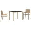 vidaXL Have Spisebordss&aelig;t 3 stk. Beige polyrattan