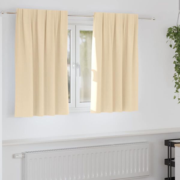 vidaXL M&oslash;rkl&aelig;gningsgardiner med ringe 2 pcs Creme 140 x 140 cm