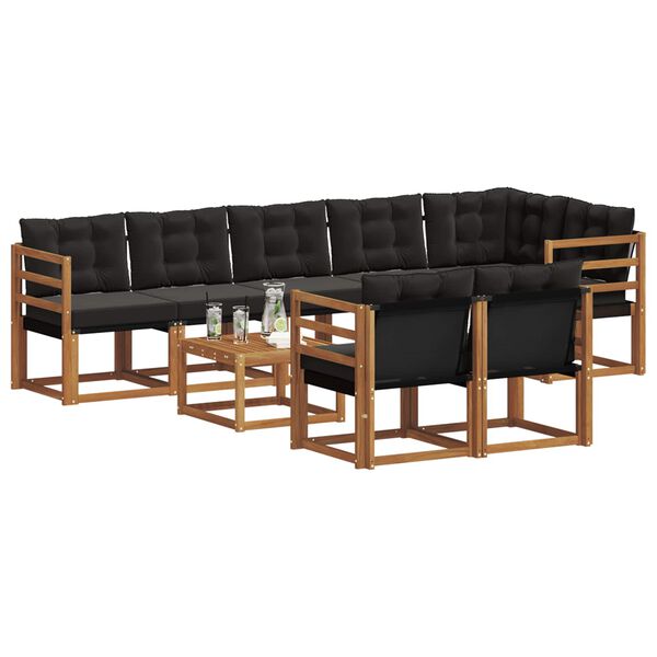 vidaXL Udend&oslash;rs sofagruppe med pude 9 pcs Naturlig og sort