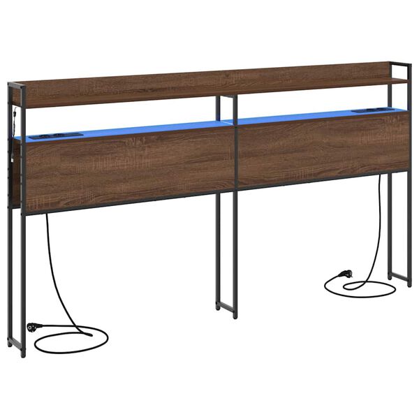 vidaXL Opbevaringshovedgavl med hylde Brun eg 180 cm Konstrueret tr&aelig;