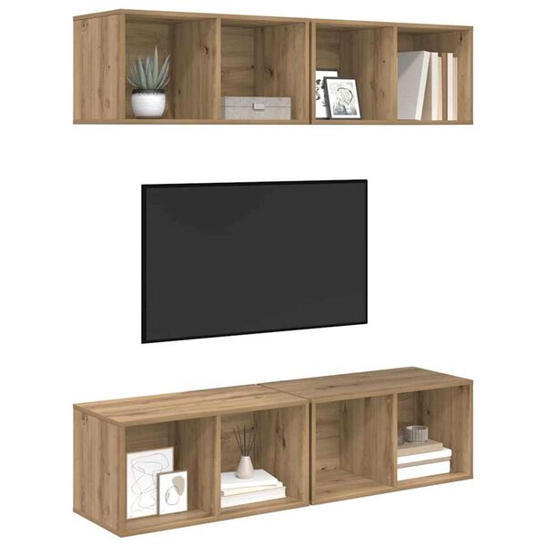 vidaXL TV-møbelsæt Vægmonteret 4 pcs Artisan Egetræ 37 x 37 x 72 cm