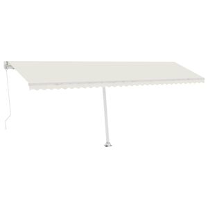vidaXL Manuel markise med solcelle-LED 6 x 3 m Cremefarvet