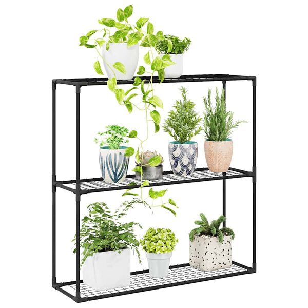 vidaXL 3-etagers planteholder Sort 100 x 32 x 102 cm St&aring;l