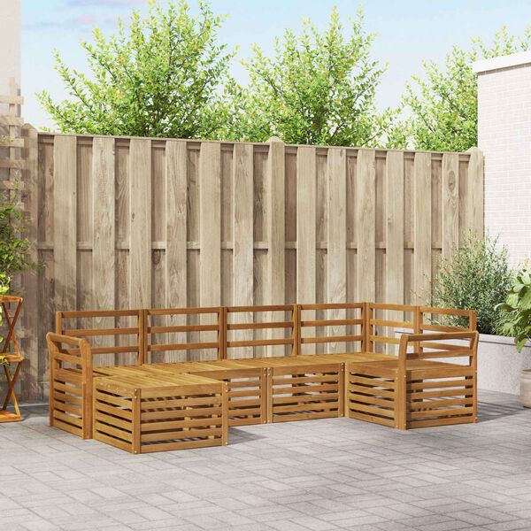 vidaXL Sofas&aelig;t 6 pcs Naturfarvet Massivt Akacietr&aelig;