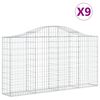 vidaXL buede gabionkurve 9 stk. 200x30x100/120 cm galvaniseret jern