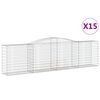 vidaXL buede gabionkurve 15 stk. 400x50x100/120 cm galvaniseret jern