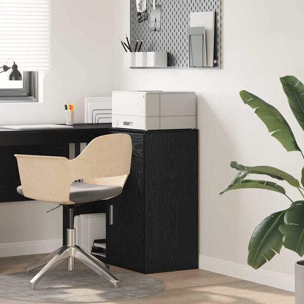 vidaXL Sideboard med skuffe Sort eg 38 x 34,5 x 75 cm Konstrueret træ