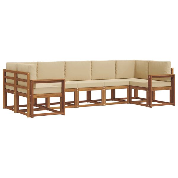 vidaXL Udend&oslash;rs sofagruppe med pude 7 pcs Naturlig og Beige