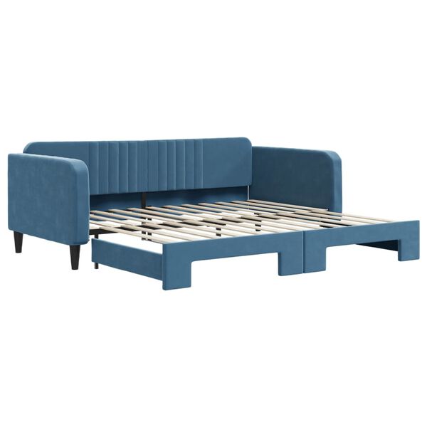 vidaXL daybed med udtr&aelig;k 100x200 cm velour bl&aring;