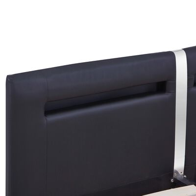 vidaXL sengestel med LED 160 x 200 cm sort kunstlæder