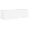 vidaXL tv-møbel til væg med LED-lys 4 dele konstrueret træ hvid