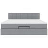 vidaXL osmannisk sengeramme med madrasser 200x200 cm stof lysegrå
