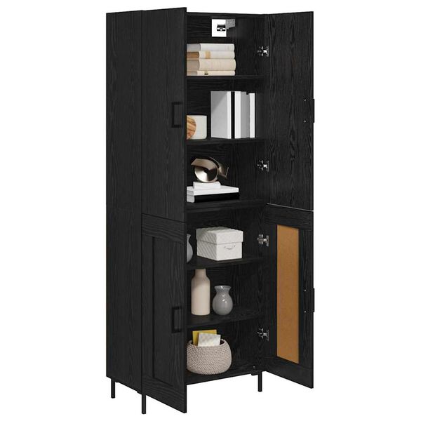 vidaXL Highboard Sort eg 69,5 x 34 x 180 cm Konstrueret tr&aelig;