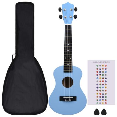 vidaXL ukulelesæt med taske til børn 23" babyblå