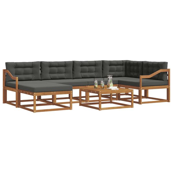 vidaXL Udend&oslash;rs sofagruppe med pude 7 pcs Naturlig og Antracit