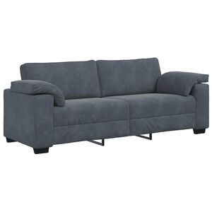 vidaXL 3-personers sofa 220x77x82 cm fl&oslash;jl m&oslash;rkegr&aring;