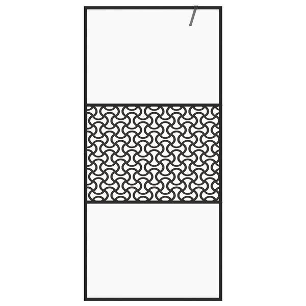 vidaXL brusevæg 90x195 cm klart sikkerhedsglas sort