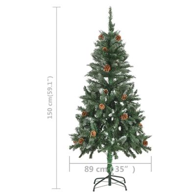 vidaXL kunstigt juletræ med lys og grankogler 150 cm