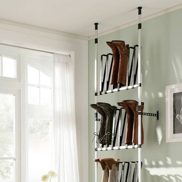 vidaXL teleskopisk støvlereol med stænger aluminium