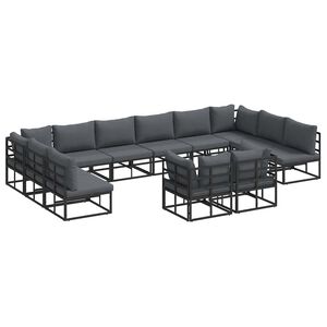 vidaXL Havesofa S&aelig;t med pude 12 pcs Sort Aluminium