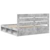 vidaXL Sengestel med hovedg&aelig;rde Beton 180 x 200 cm Massiv fyrretr&aelig;