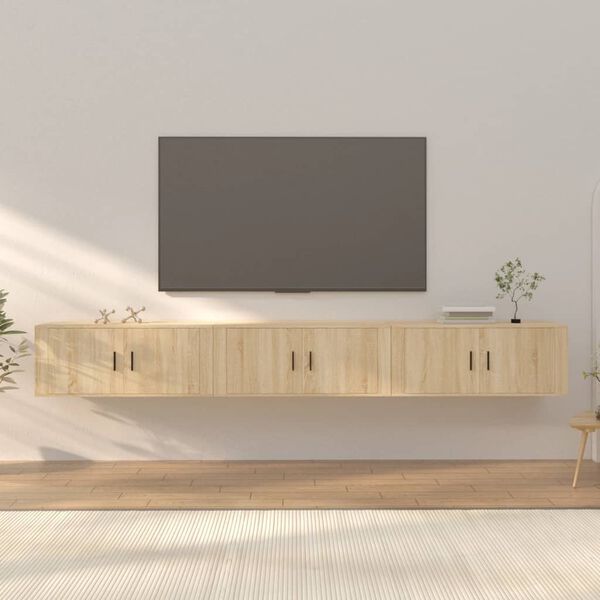 vidaXL v&aelig;gh&aelig;ngte tv-skabe 3 stk. 100x34,5x40 cm sonoma-eg