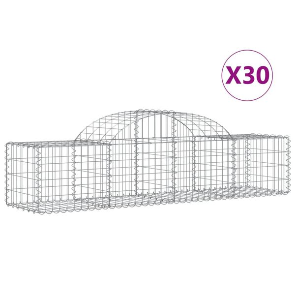 vidaXL buede gabionkurve 30 stk. 200x50x40/60 cm galvaniseret jern