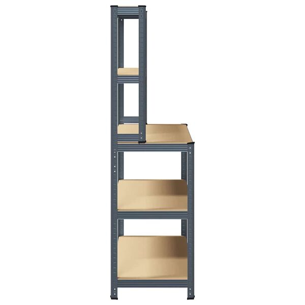 vidaXL arbejdsbord med 5 hylder st&aring;l og konstrueret tr&aelig; Antracitgr&aring;