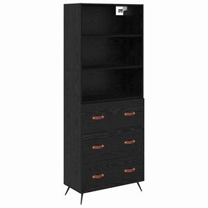 vidaXL Highboard med skuffe Sort eg 69,5 x 34 x 180 cm Konstrueret tr&aelig;
