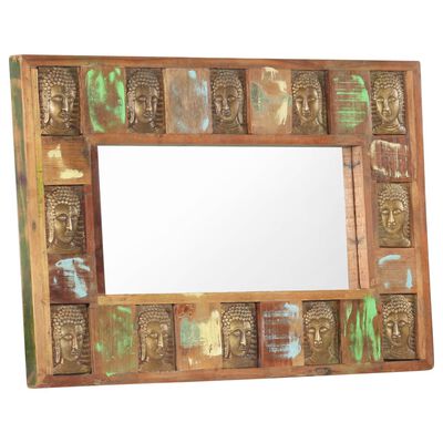 vidaXL spejl med buddha-billeder 80x50 cm massivt genbrugstræ