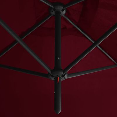 vidaXL dobbelt parasol med stålstang 600x300 cm bordeaux