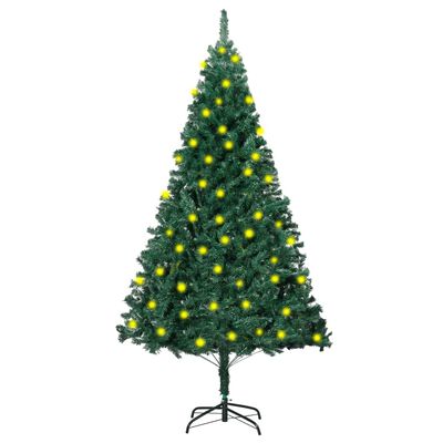 vidaXL kunstigt juletræ med tykke grene og lys 150 cm grøn