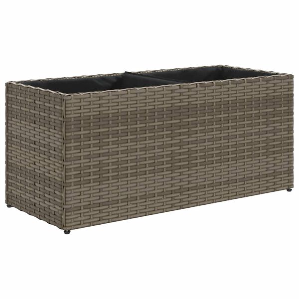 vidaXL plantekasse med hjul og 2 krukker 72x30x32 cm polyrattan gr&aring;