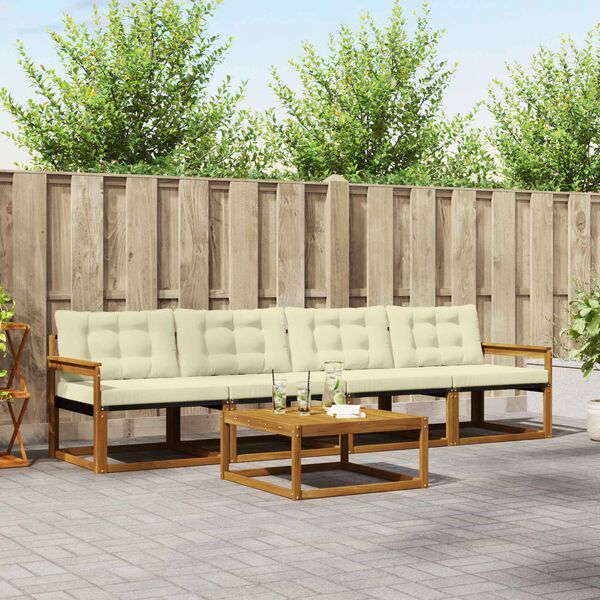 vidaXL Udend&oslash;rs sofagruppe med pude 5 pcs Naturlig og Fl&oslash;de