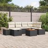 vidaXL Havesofa S&aelig;t med pude 7 pcs Sort 55 x 62 x 69 cm Poly rattan