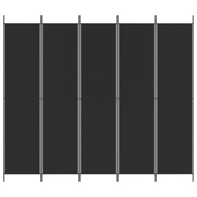 vidaXL 5-panels rumdeler 250x220 cm stof sort