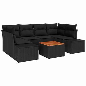 vidaXL Havesofa S&aelig;t med pude 7 pcs Sort polyrattan
