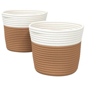 vidaXL opbevaringskurve 2 stk. &Oslash;24x18 cm bomuld brun og hvid