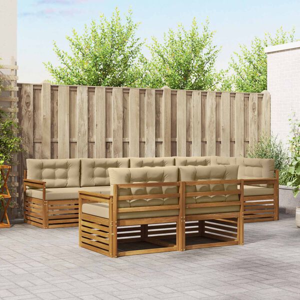 vidaXL Udend&oslash;rs sofagruppe med pude 7 pcs Naturlig og Beige